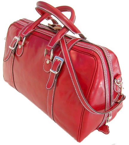 Floto Trastevere Italian Leather Travel Duffle bag in Tuscan Red