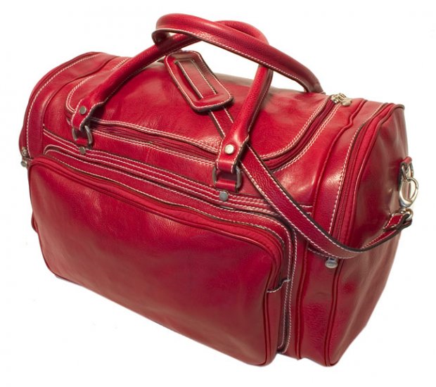 Floto Torino Italian Leather Duffle bag in Tuscan Red