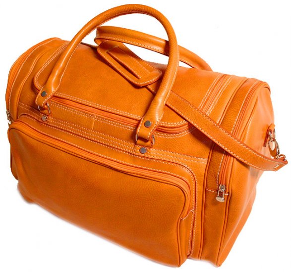 Floto Torino Italian Leather Duffle bag in Orange