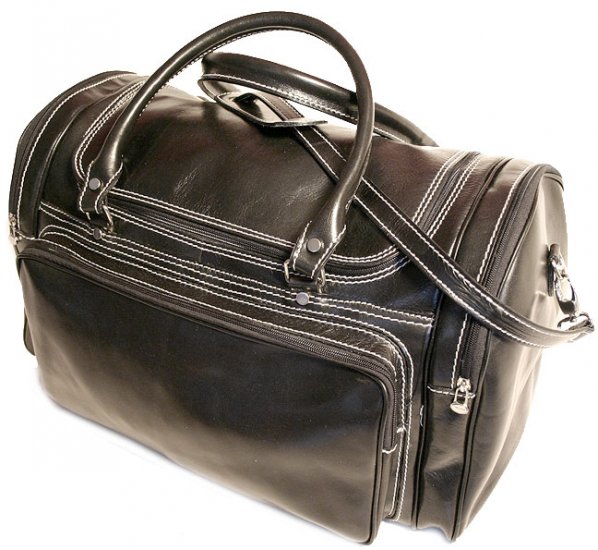 Floto Torino Italian Leather Duffle bag in Black