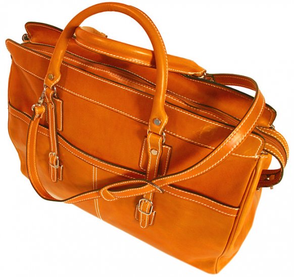 Floto Casiana Italian Leather Travel Tote bag in Orange