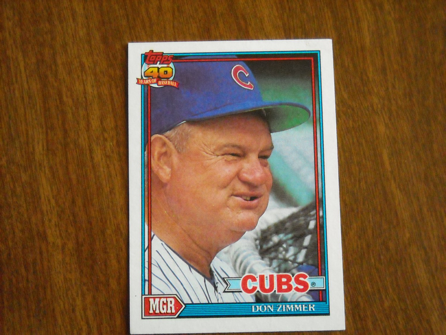 Don Zimmer Chicago Cubs Manager Card No 729 - 1991 Topps Baseball Card