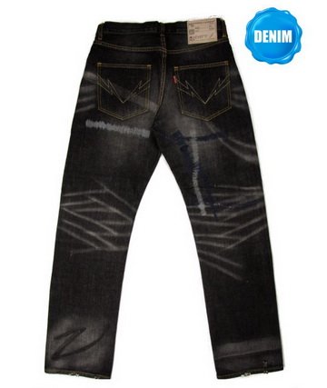 HED 501B Washed Selvedge Denim with Navy Heart Stitches