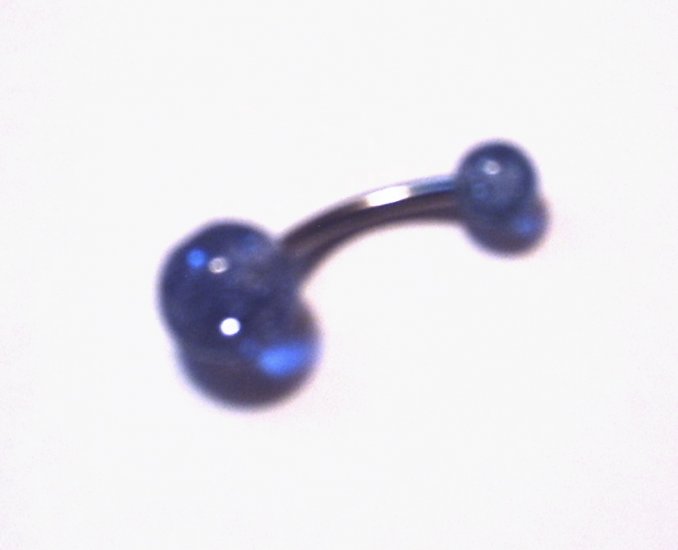 #4 Pale Transparent Blue Belly Ring with Glitter