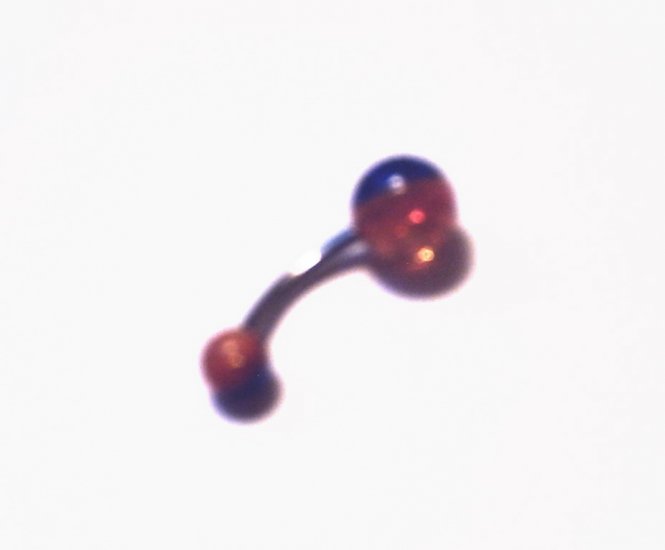 #6 Yellow, Orange, & Blue Stripe Belly Ring with Glitter