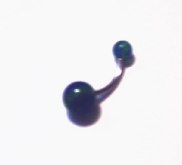 #15 Yellow, Green, & Blue Stripe Belly Ring with Glitter