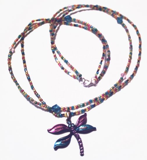 Dragonfly multi-color 2 strand necklace