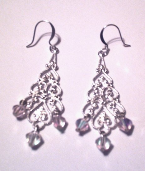 Chandelier Style with Pink & Clear Dangle Accents