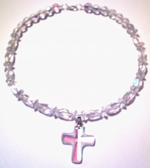 Clear Chunky Cross Necklace