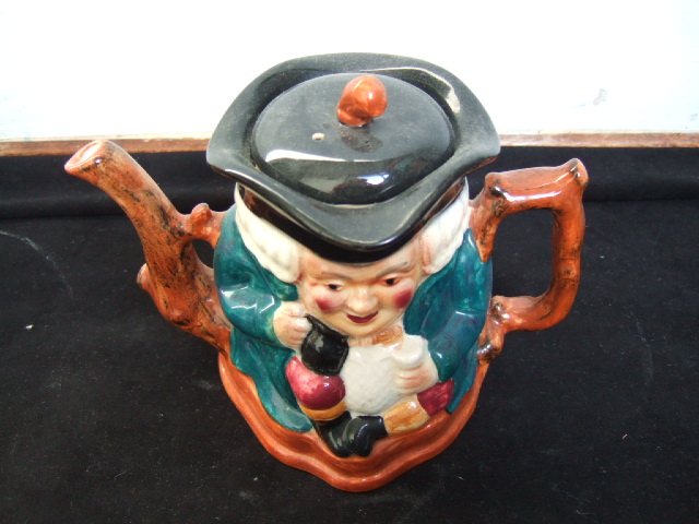 Staffordshire Shorter Toby Type Teapot With Lid 5.75 Inches Tall