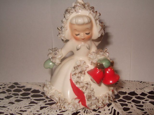 1958 Holt Howard Ceramic Christmas Angel Candle Holder 4 Inches Tall