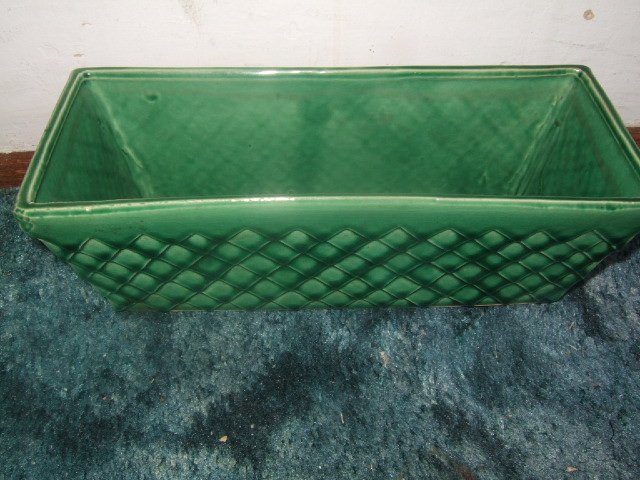 Green McCoy Rectangular Pot 3.5 by 11 Inches Long