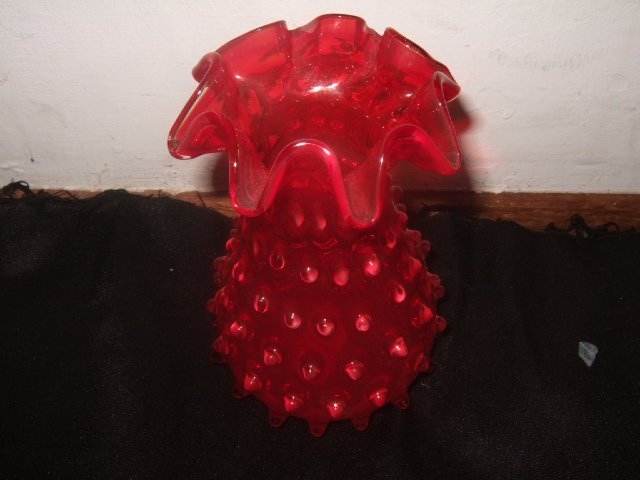 Beautiful Fenton Cranberry Hobnail Vase 5.75 Inches Tall