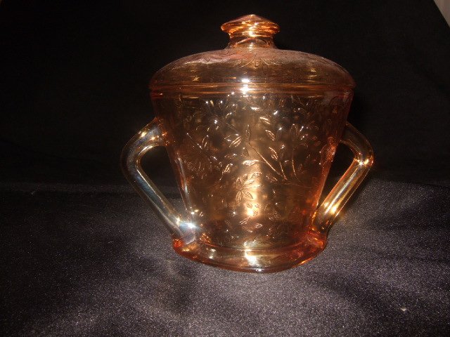 Orange Depression Glass Sugar Holder 4.5 Inches Tall