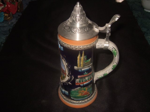 Large German Kaiserlautern Beer Stein 10.5 Inches Tall