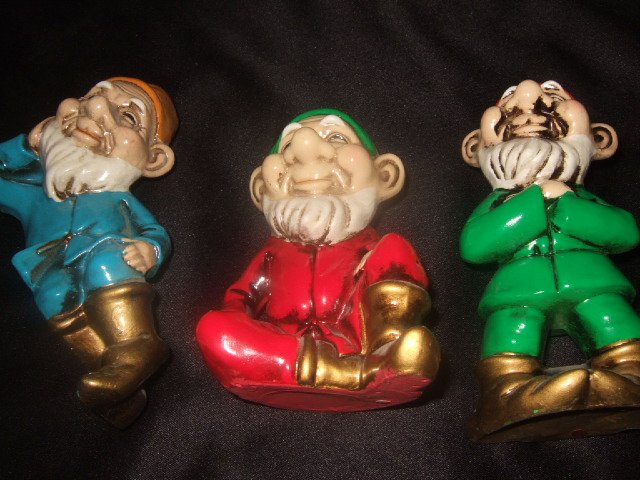 Set Of 3 Colorful Gnomes Made In Japan