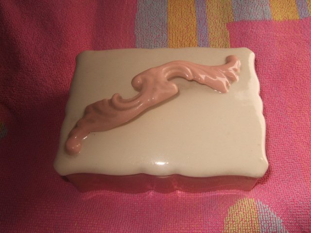 White/Pink Rectangular Jewelry/Trinket Box Made In Japan