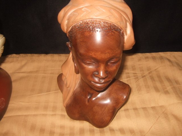 Beautiful Female African Bust Reproduction Intl. CF762 Signed Scali