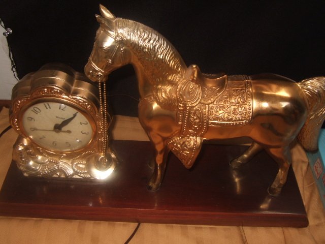 Old United Brass Horse Clock Works!