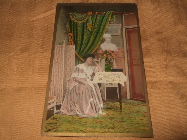 German Maiden Scene Postcard Rel Emaille Serie No. 3025