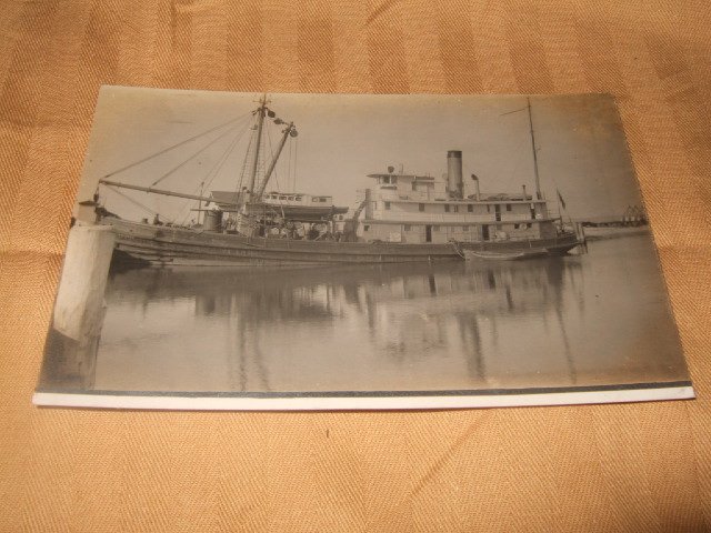 Lovely Black And White Ship Postcard From 1910's
