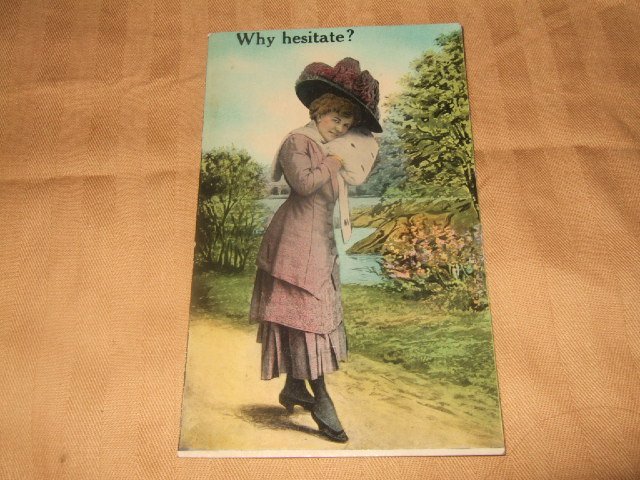 Why Hesitate? Postcard 1910's