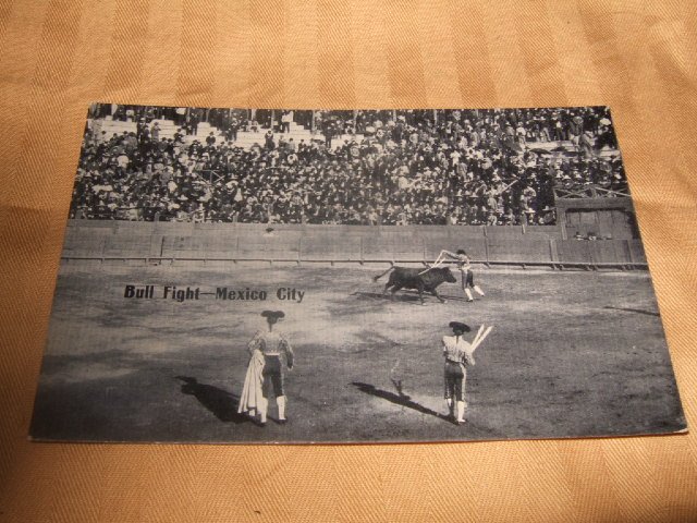 Black And White Bull Fight Mexico City 1920's? Postcard