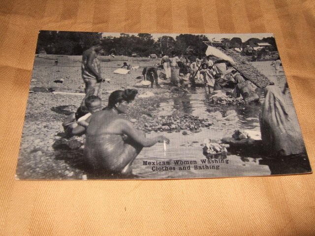 Mexican Women Washing Clothes Black And White 1920's? Postcard