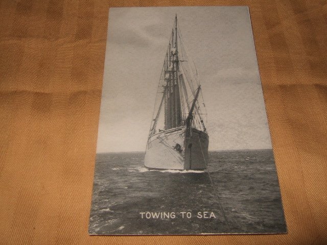 Towing To Sea 1910's Black And White Ship Postcard