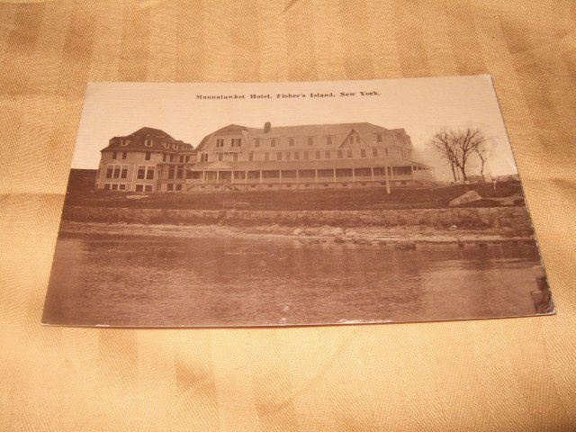 Mannatawket Hotel, Fisher's Island New York 1910's Sepia Toned Postcard