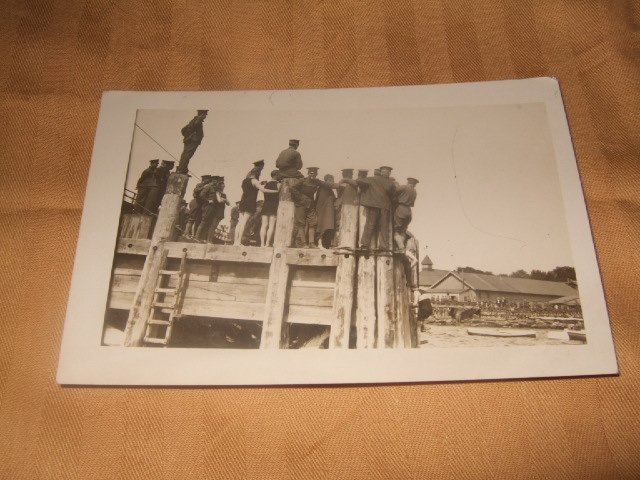 Black And White Dock Scene Postcard 1910's