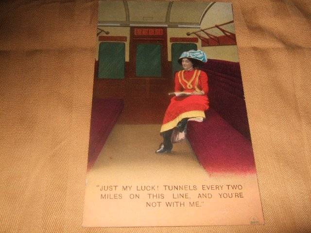 Just My Luck Train Tunnels Postcard 1910's