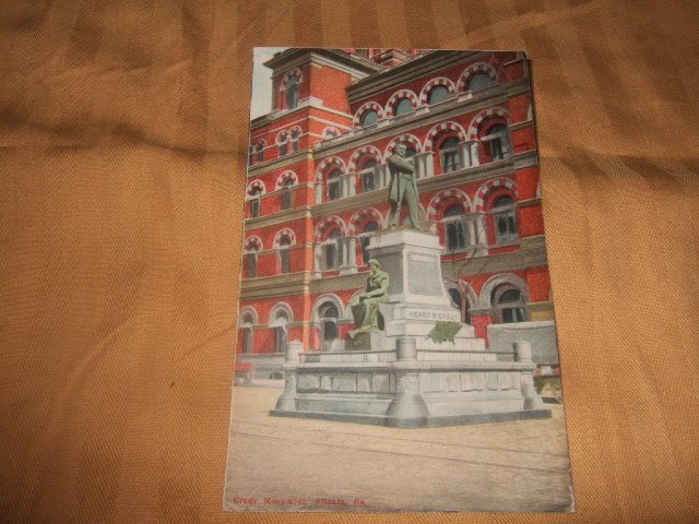 Henry W. Grady Monument Statue Atlanta 1910's Postcard