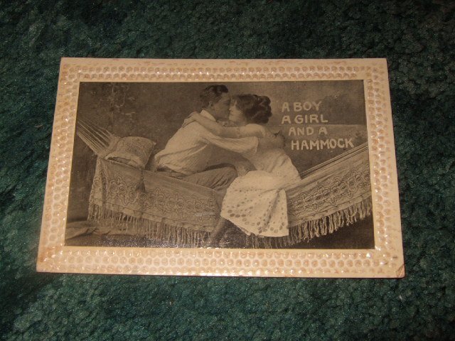 A Boy A Girl And A Hammock 1910's Postcard