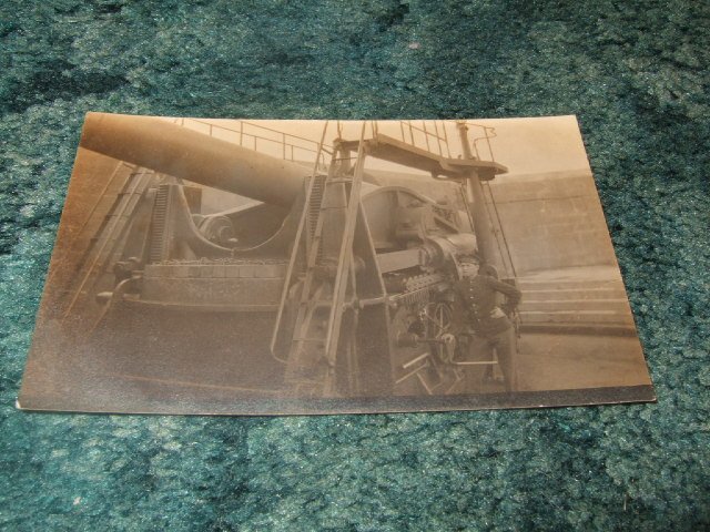 Naval Gun View 1910's Postcard Black And White