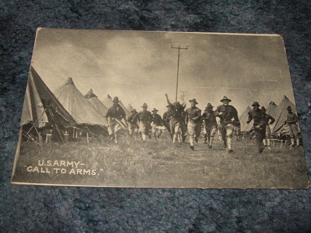 U.S. Army A Call To Arms 1910's Black And White Postcard