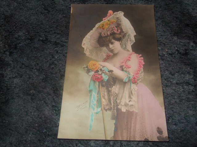 Victorian Lady Color Postcard French