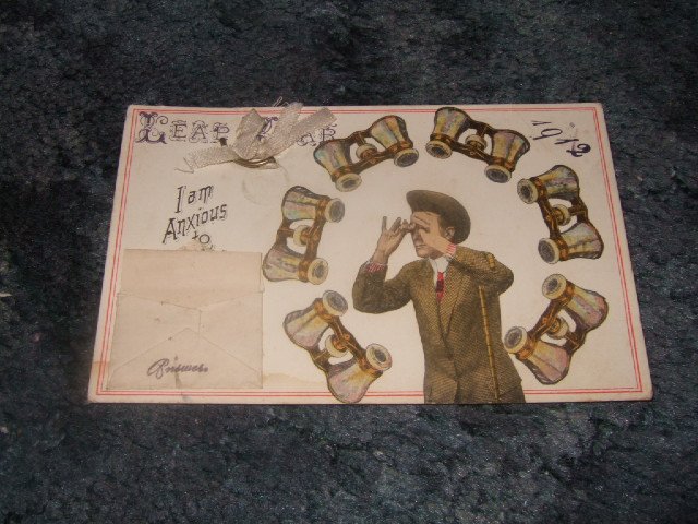 Leap Year 1912 With Attached Answer Card Postcard