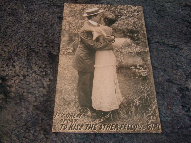 It's Great Sport To Kiss The Other Fellows Girl 1910's Postcard