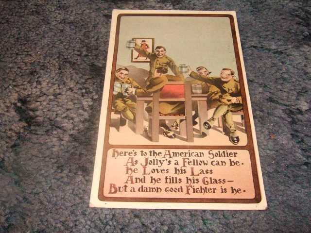 Here's To The American Soldier 1910's Postcard