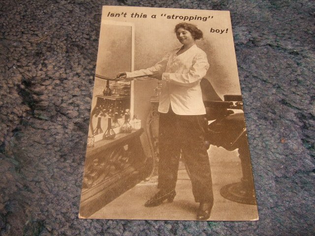 Isn't This A "Stropping" Boy! 1910's Postcard