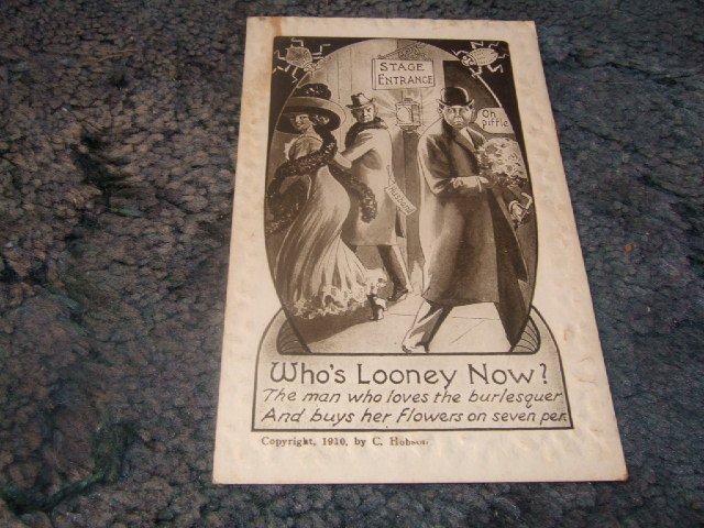 Who's Looney Now? Burlesque 1910 Embossed Postcard
