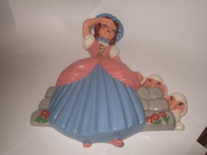 Colorful Unmarked Little Bo Peep Wall Plaque 8.5 Inches Tall