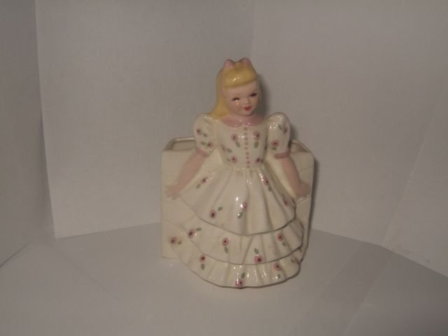 Unmarked White Florence Planter Gold Hair 6 Inches Tall