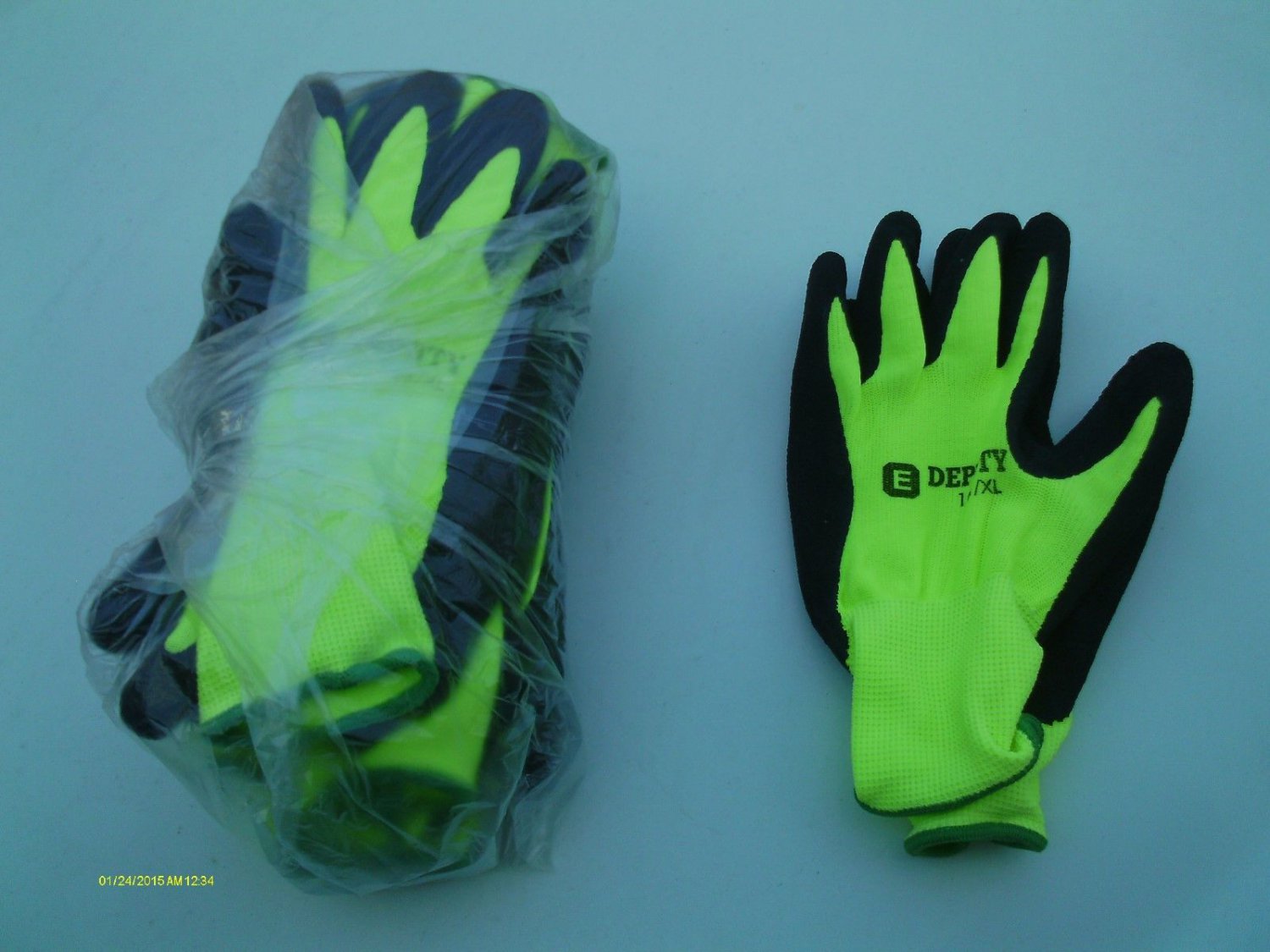 8 PRS HI-VIS LATEX COATED WORK GLOVES GENERAL PURPOSE E-DEPUTY XL #161