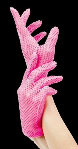 Red Stretch Fishnet Wrist Length Gloves