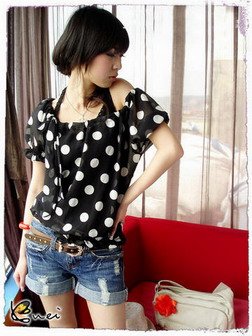White Dotted Blouse (Black)