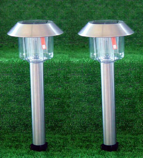 Stainless Steel Hut Solar Lights Set Of 2