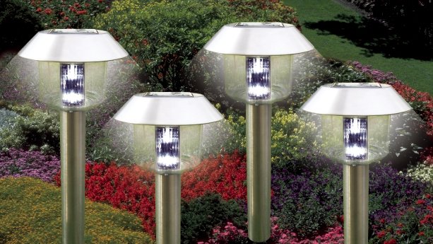 Stainless Steel Hut Solar Lights Set Of 4 Pcs