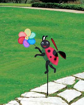 Wind Rotary Lady Bug with Flower